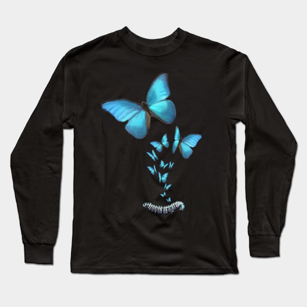 Morph Blue Long Sleeve T-Shirt by PeggyNovak